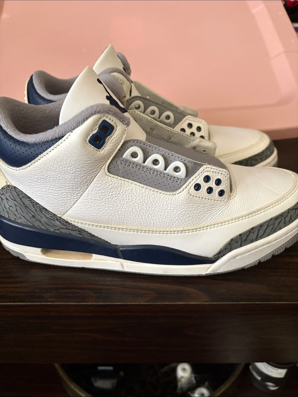 Men’s Nike Air Jordan Retro 3 White/Gray Basketball Shoes no laces preloved